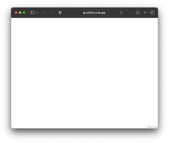 Screenshot of an empty React Flow graph